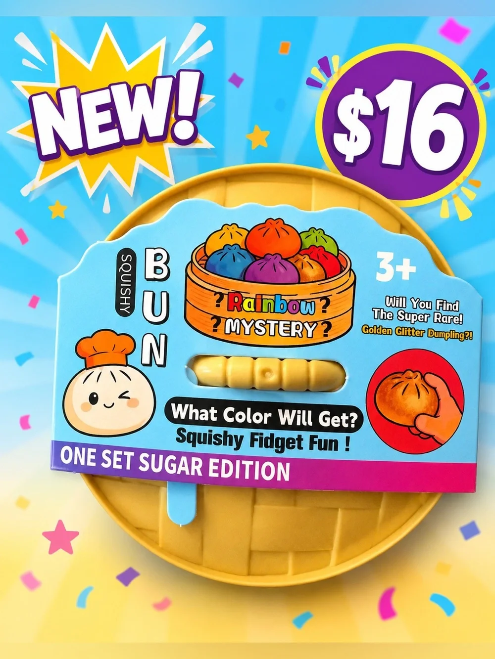 Rainbow Mystery Squishy Bun Fidget Toy - Sugar Edition viral